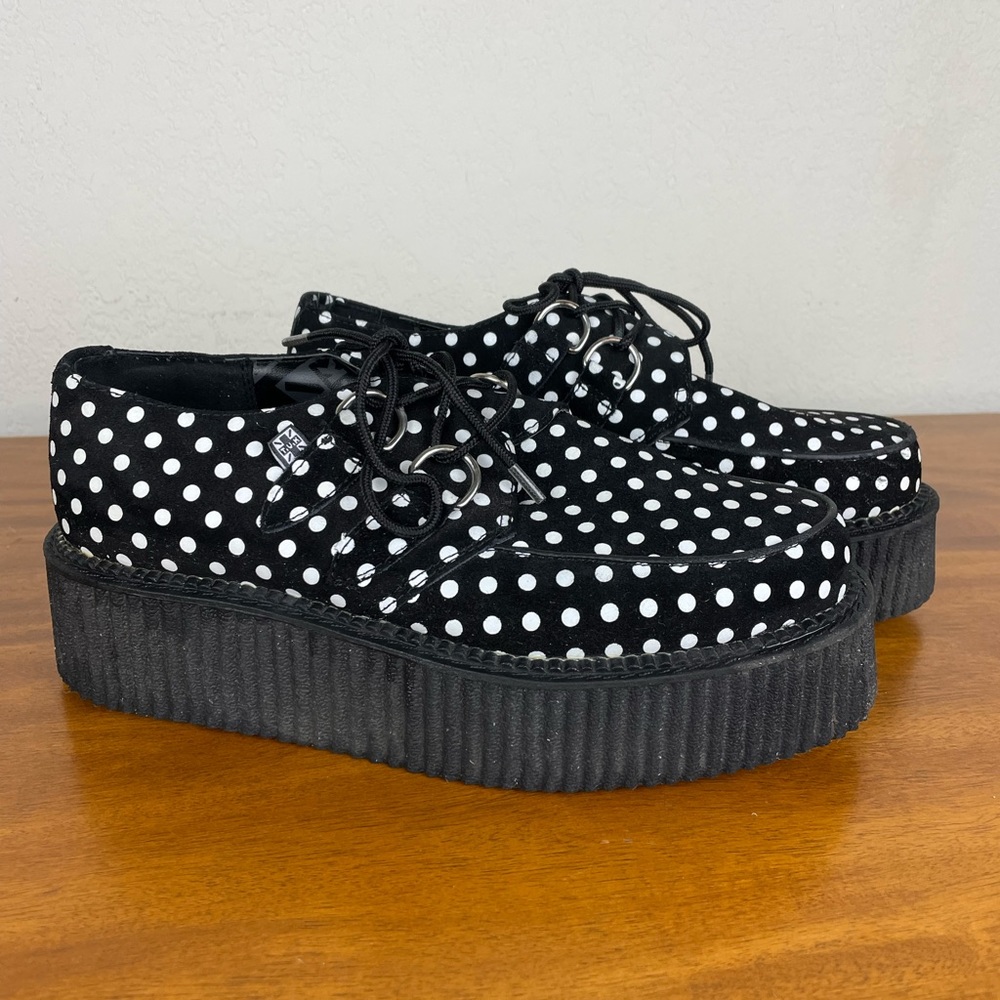 T.U.K. Black and white polka dot creepers